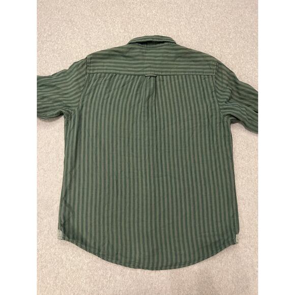 Free Assembly Button Up Shirt Mens L Long Sleeve Striped Organic Cotton Green - Picture 3 of 16